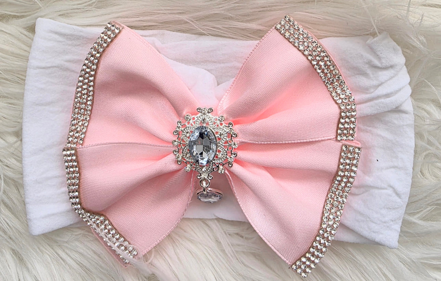 Clear droplet bow headband
