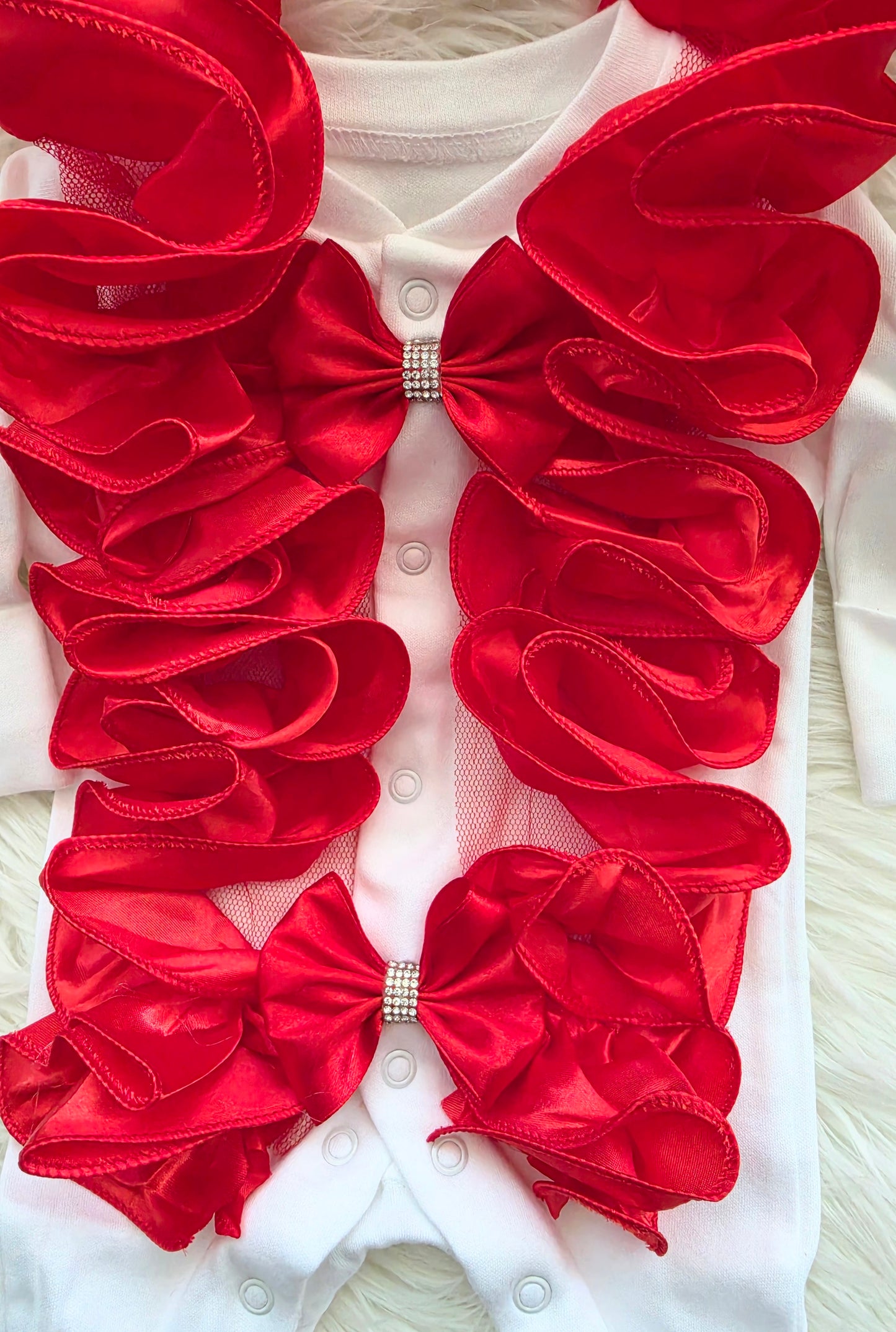 Red ruffle babygrow