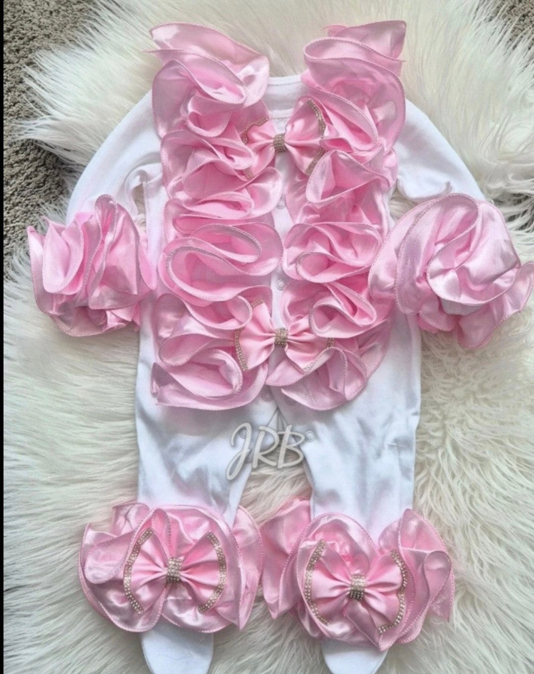 Pink ruffle Babygrow