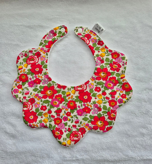 Liberty Betsy Red floral bib 0-36 months