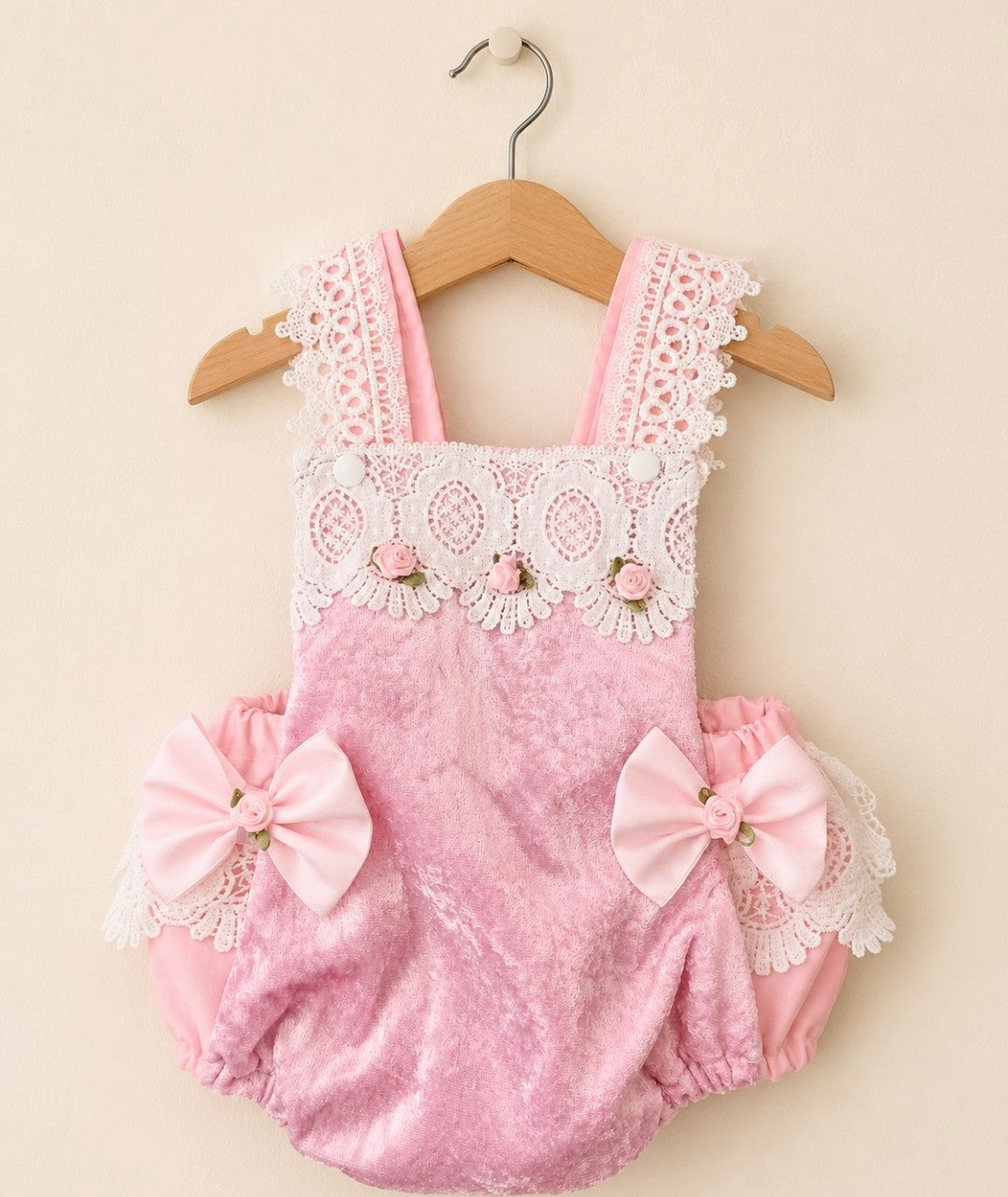 Bella Rose Romper and Headband Pink Velvet