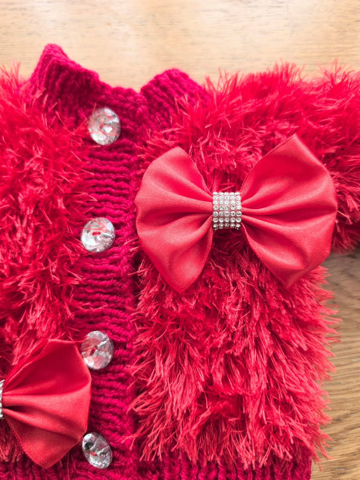 Babies Red Furry Cardigan Set
