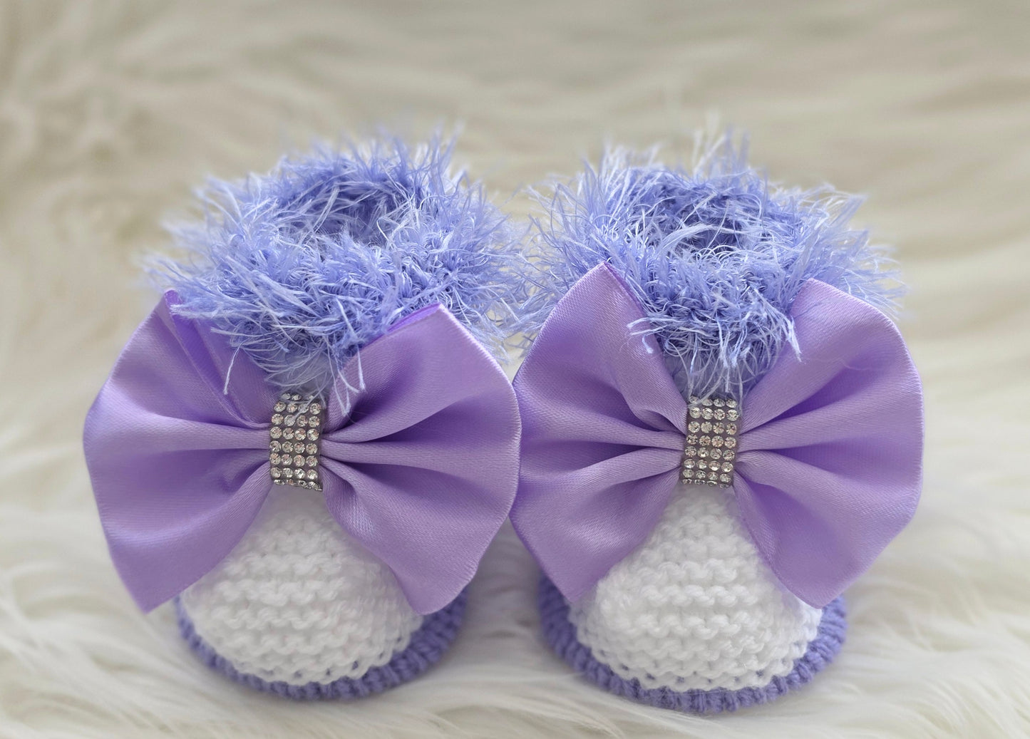 Lilac and White Furry cardigan set