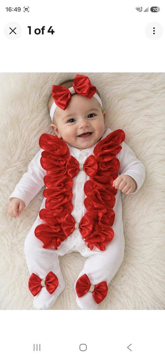 Red ruffle babygrow
