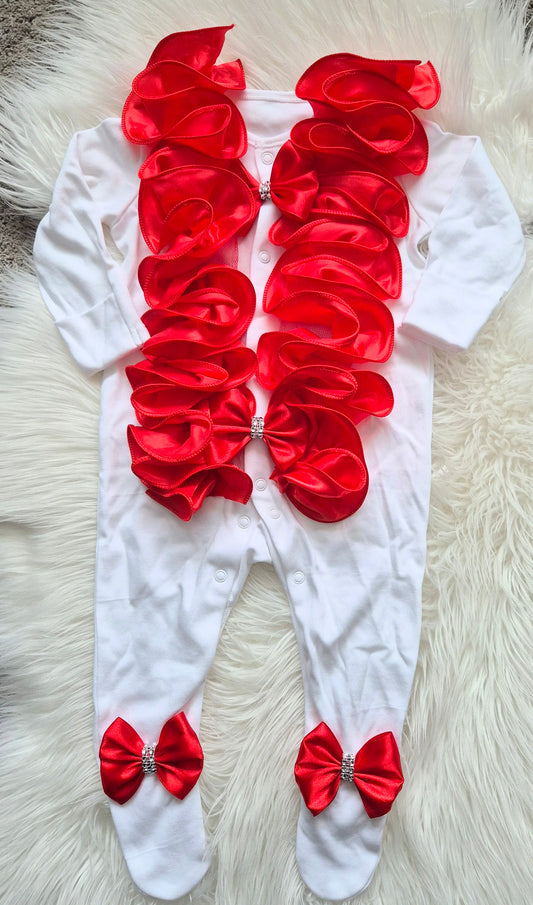 Red Ruffles and Bows Babygrow