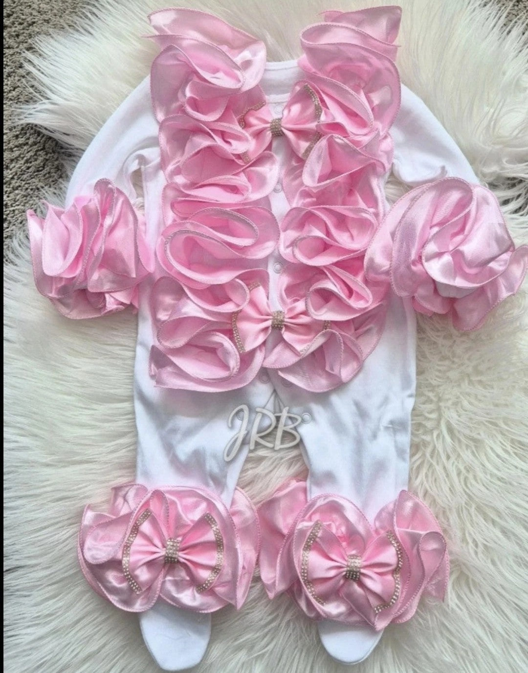 Babygrow Pink Ruffles TIARA NOT INCLUDED