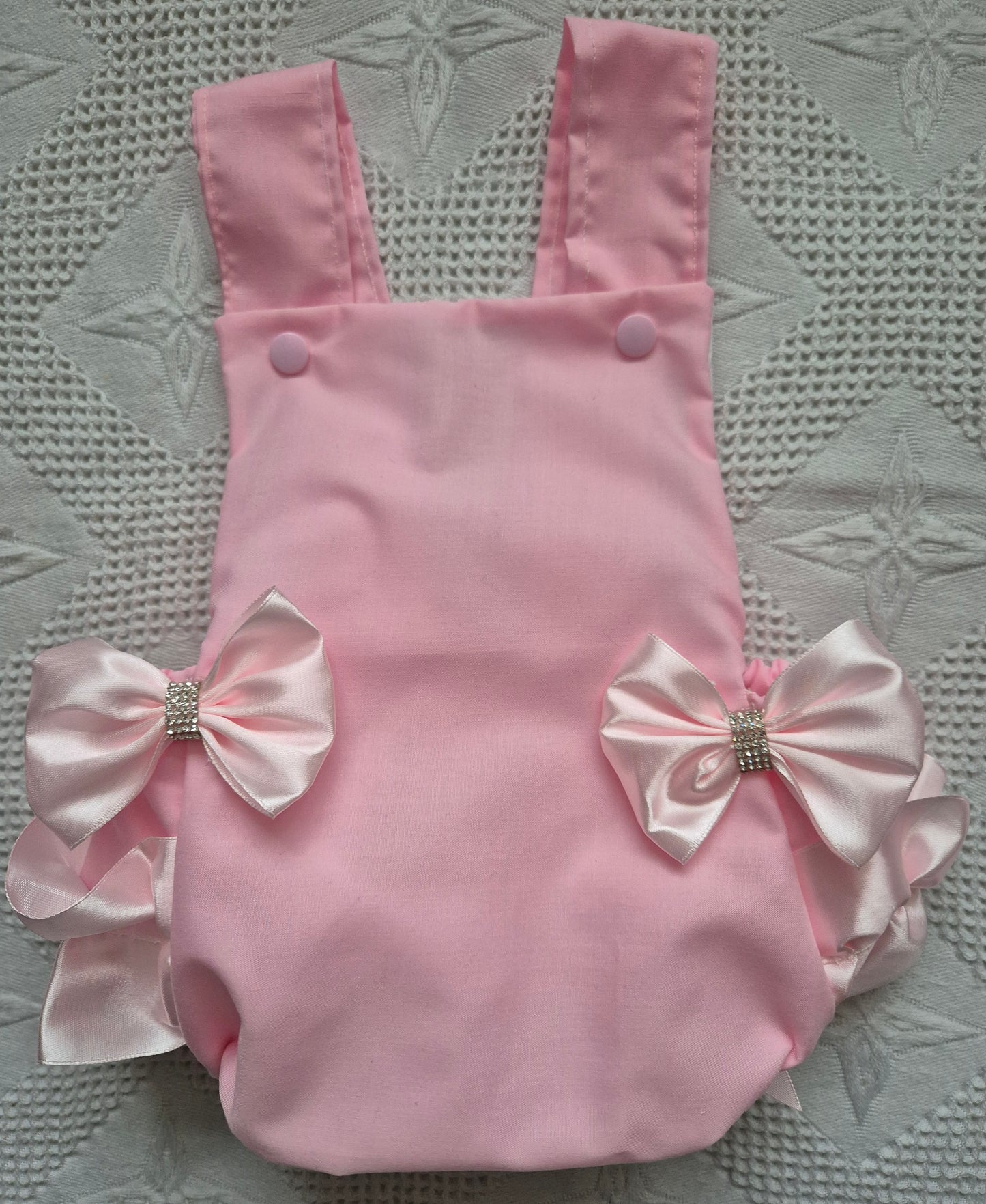 Pink frilly Romper suit HEADBAND NOT INCLUDED