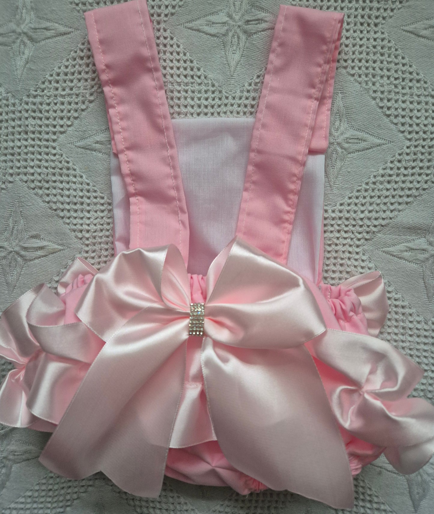 Pink frilly Romper suit HEADBAND NOT INCLUDED