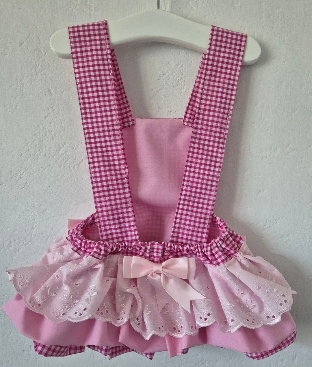 Bella Pink check Romper Headband not included