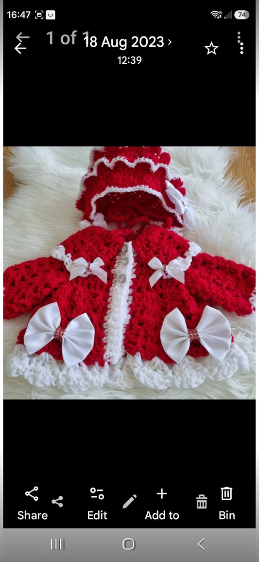 Crochet Cardigan and Bonnet set