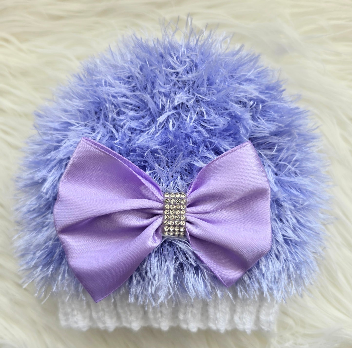 Lilac and White Furry cardigan set