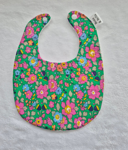Liberty Betsy Green floral bib 0-3 months