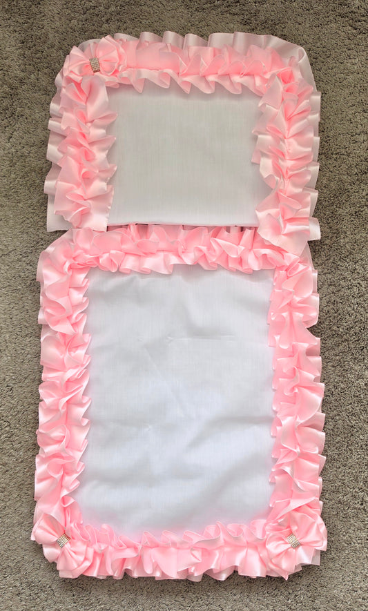 Dolls pram cover and pillow set