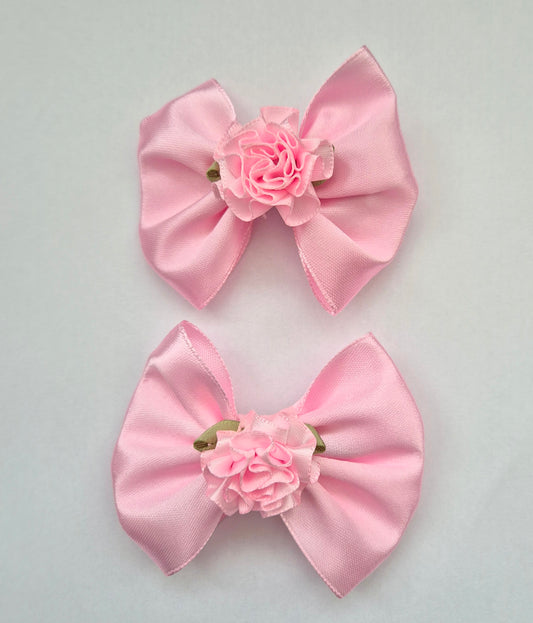 Pink flower hair bows