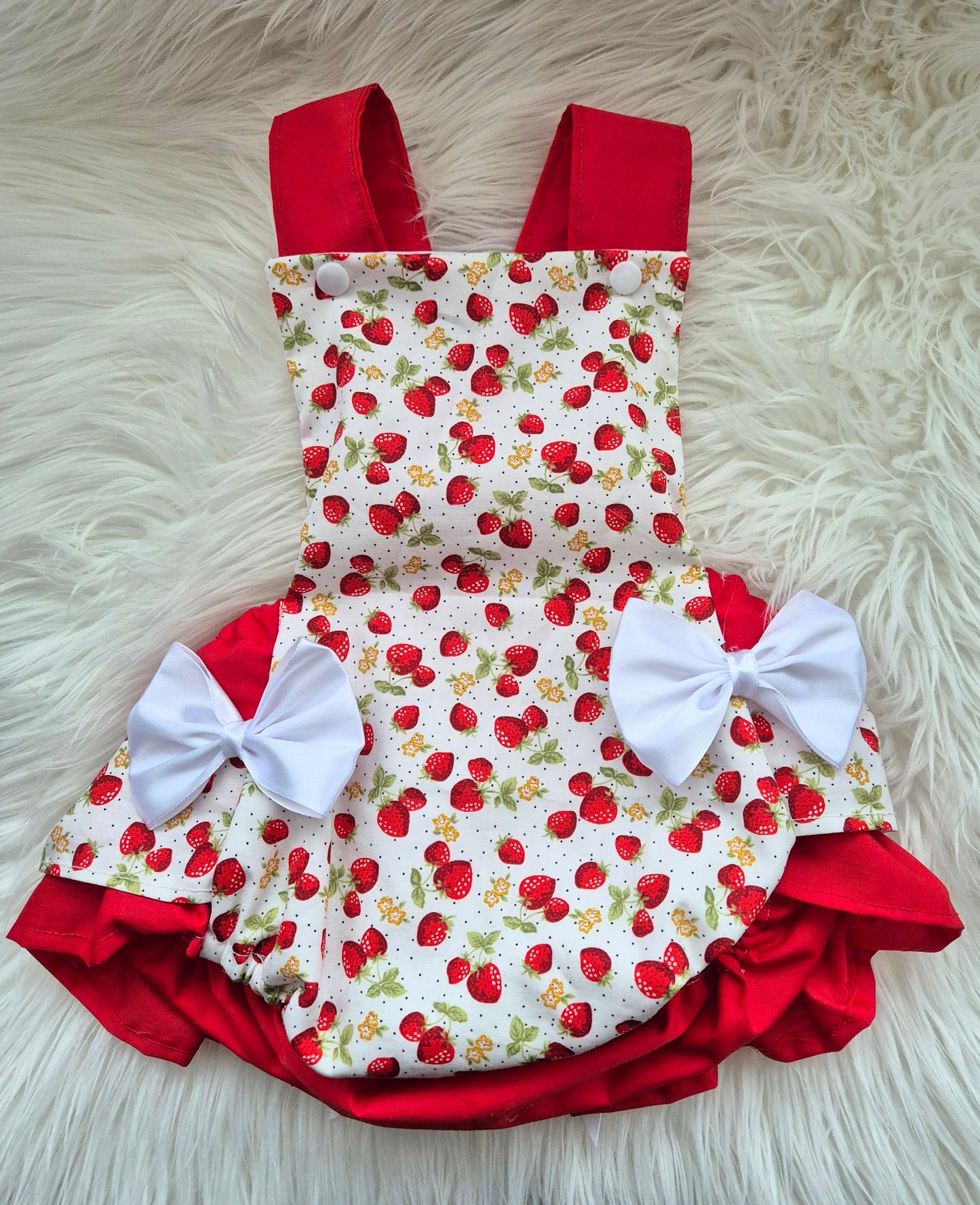 Strawberry Print Romper suit HEADBAND NOT INCLUDED