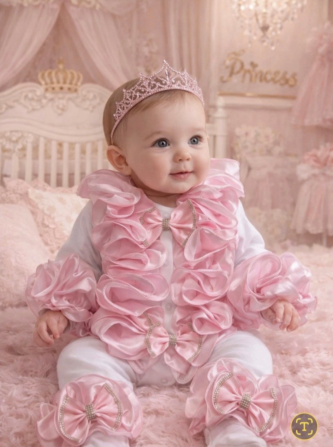 Pink ruffle Babygrow