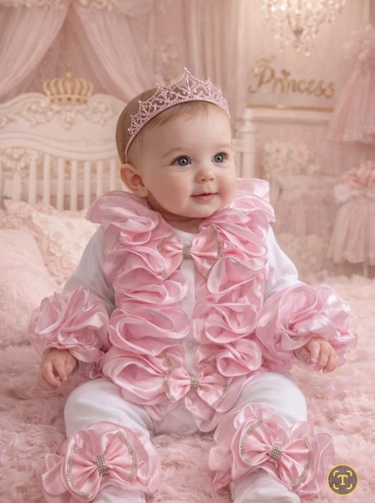Pink ruffle Babygrow
