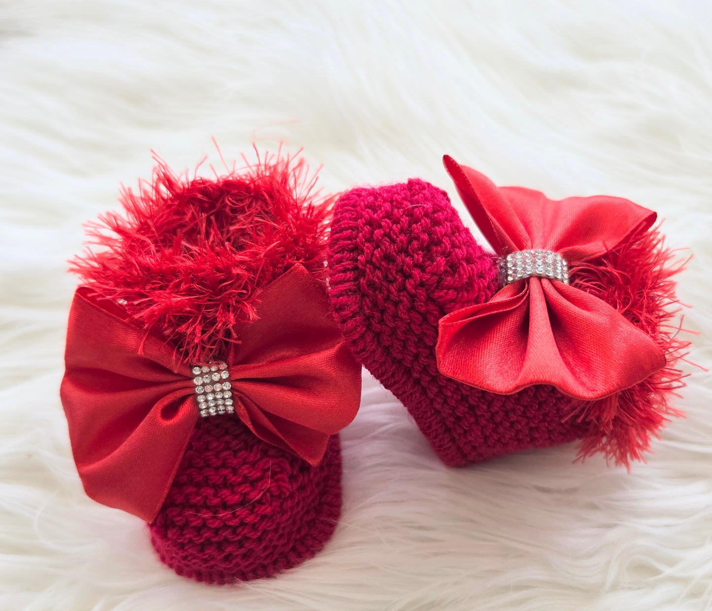 Babies Red Furry Cardigan Set