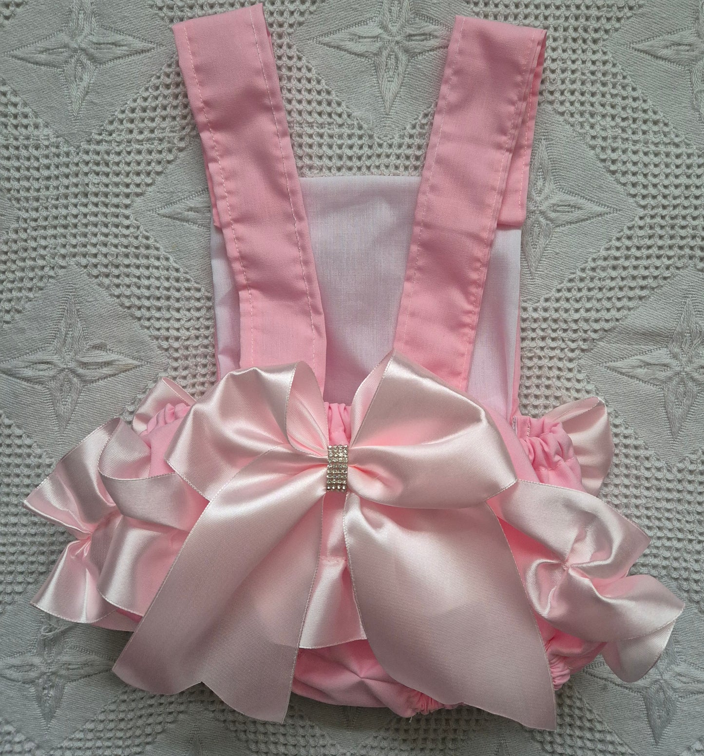 Pink frilly Romper suit HEADBAND NOT INCLUDED