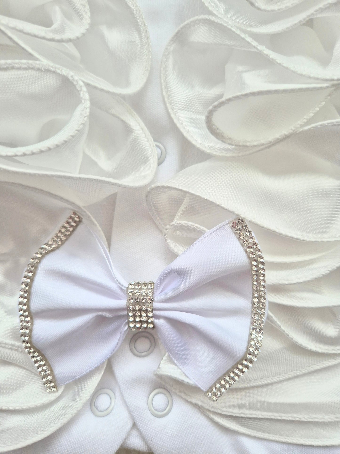 White Ruffle frill babygrow (Tiara not included)
