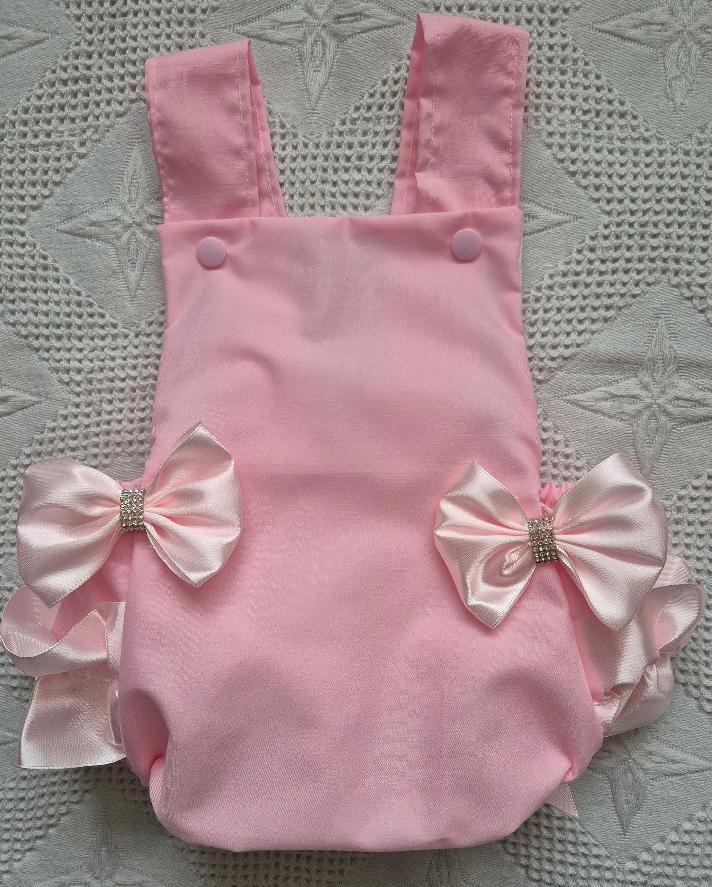 Pink frilly Romper suit HEADBAND NOT INCLUDED