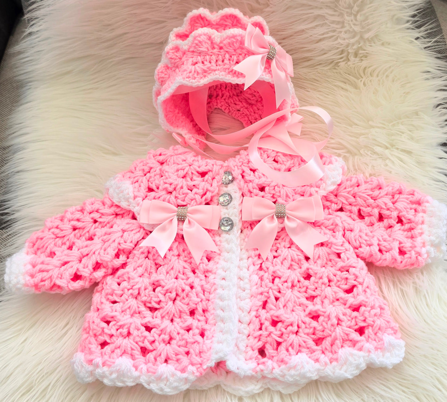 Crochet Cardigan and Bonnet