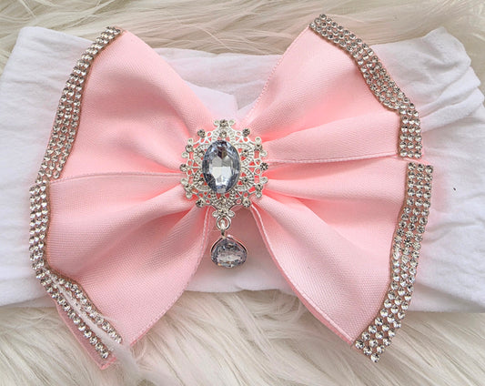 Clear droplet bow headband