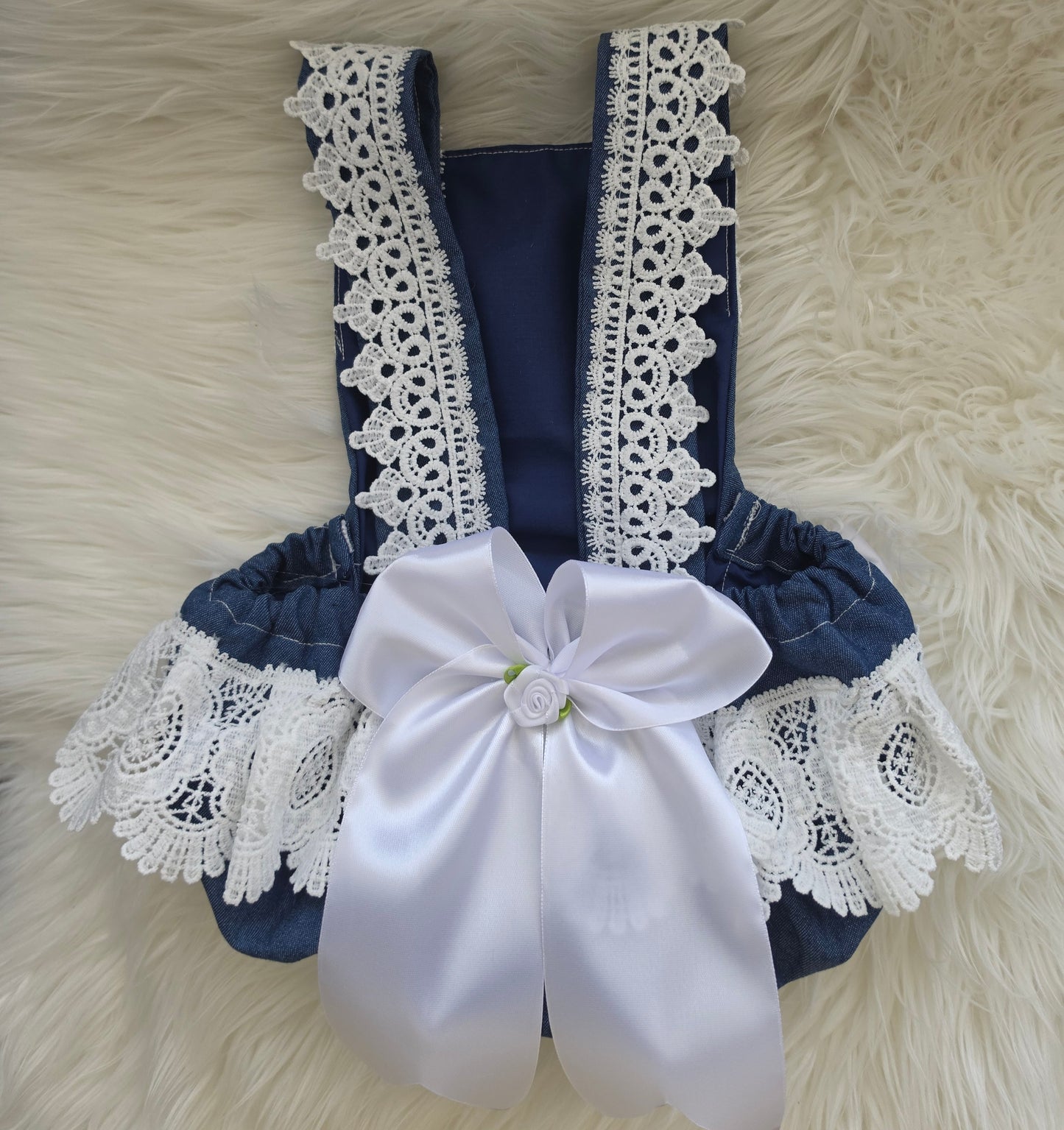 Bella Rose Denim Blue Romper