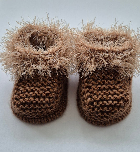 Mid Brown furry top booties